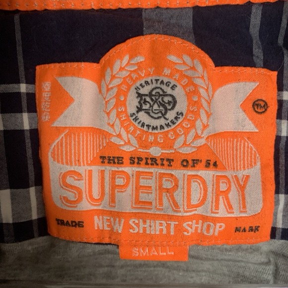 Superdry Shirt Mens Small Wash Basket Button Up Lined Long Sleeve Plaid Casual - Picture 7 of 11